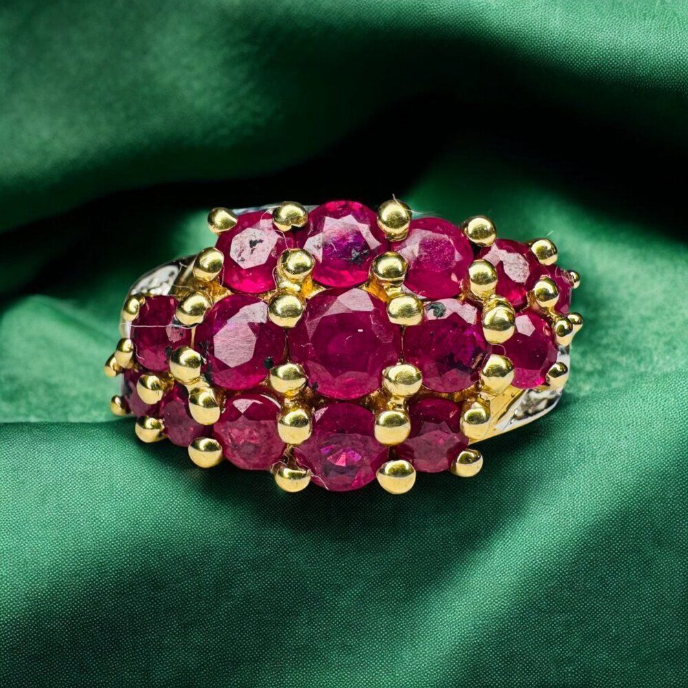 VINTAGE- 10K Gold Natural Ruby & Diamond Ring -Size 5- 1.5CTTW Burmese Ruby 2.9g